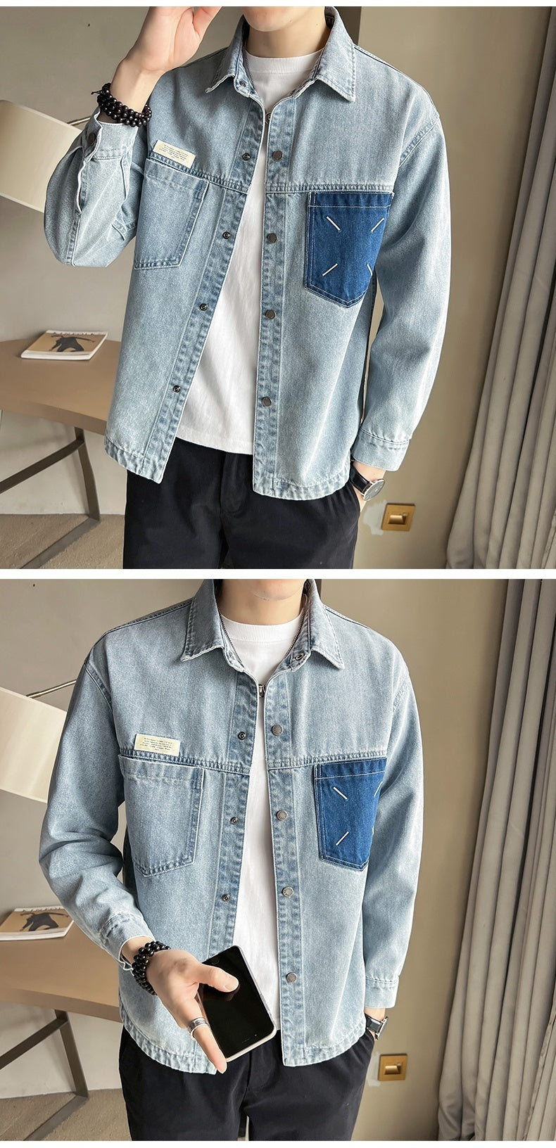 Fashion Brand Workwear Denim Shirt. Denim,Shirt