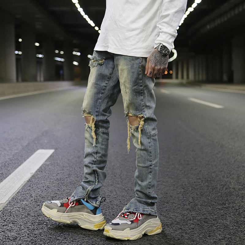 Men’s Rip Knee Jeans. Cotton,Denim,Jeans,Patch,ripped