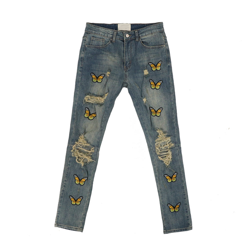 Butterfly Jeans. Butterfly,Cotton,Denim,Jeans,ripped