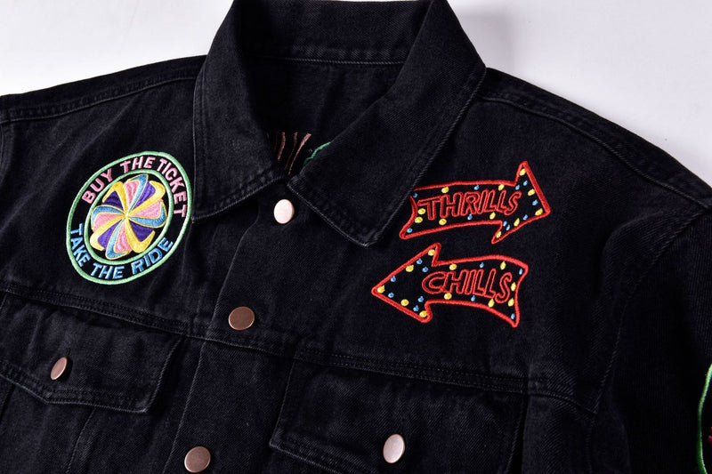 Embroidered Design Denim Jacket.