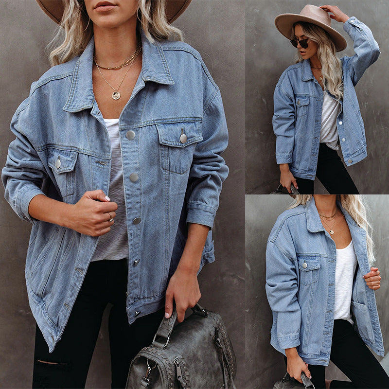 Women's Solid Color Denim Casual Jacket. Cotton,Denim,Jacket