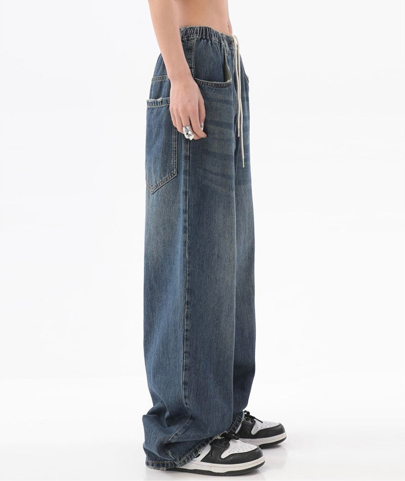 Women's Retro Slim Loose Wide Leg Jeans.