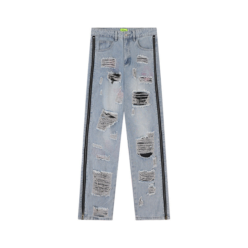 American Street Retro - Women's Tattered Washed Jeans. Jeans