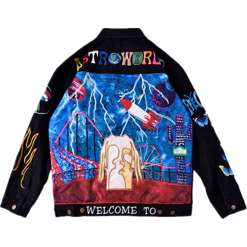 Embroidered Design Denim Jacket.