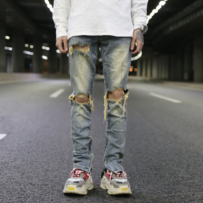 Men’s Rip Knee Jeans. Cotton,Denim,Jeans,Patch,ripped