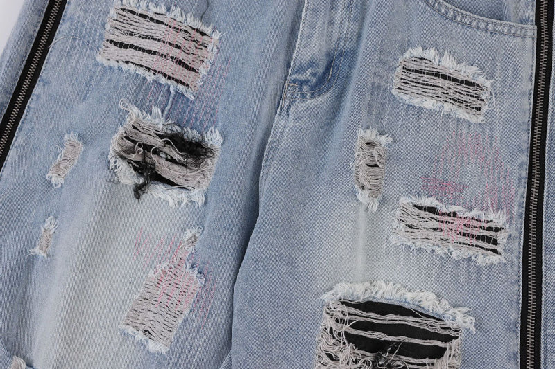 American Street Retro - Women's Tattered Washed Jeans. Jeans