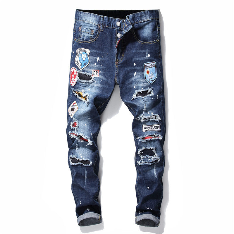 Men's Slim Fit Graffiti Jeans. Denim,Jeans,Paint,Slim