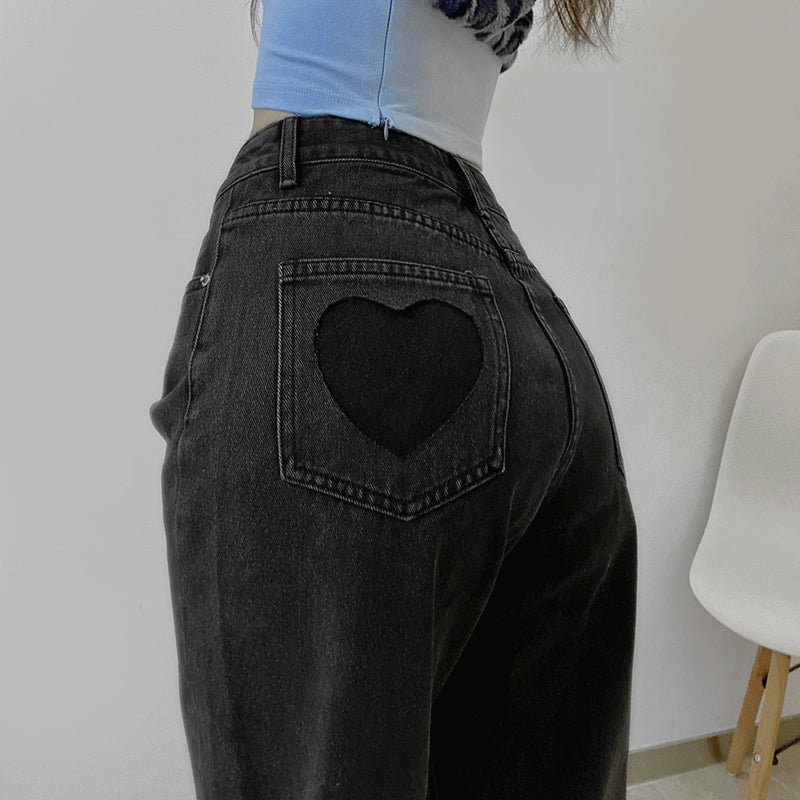 Love Embroidered High Waisted Jeans For Women.