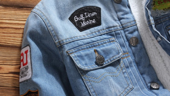 Stamped denim jacket coat oversized denim