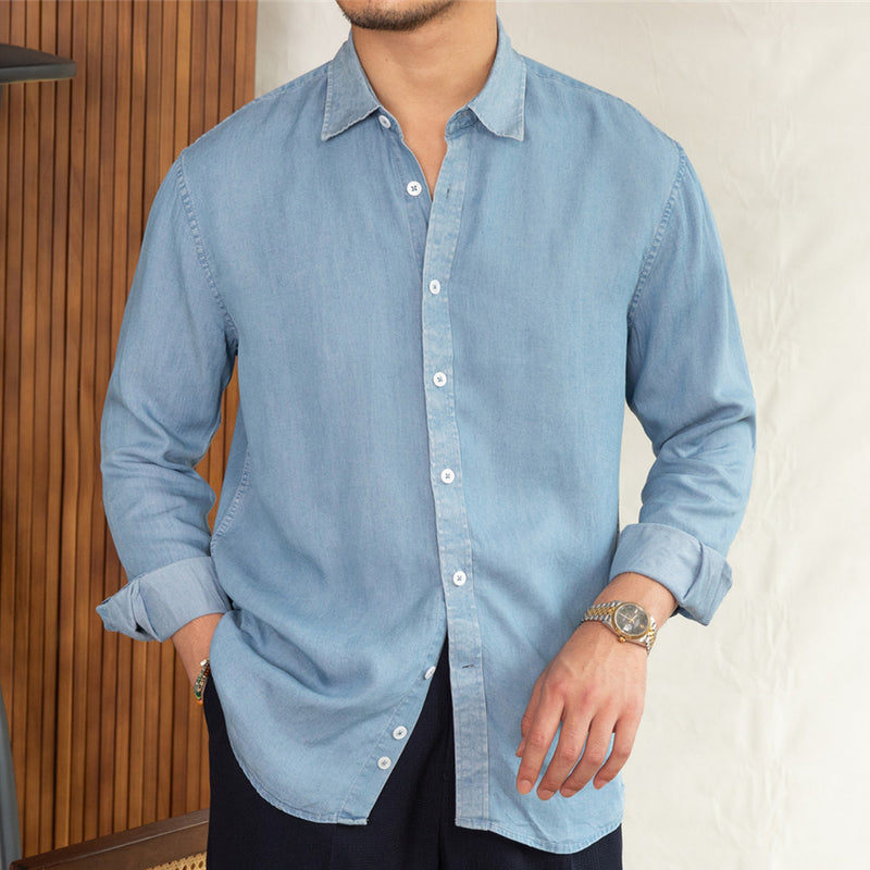 Casual Denim Long Sleeved Shirt.