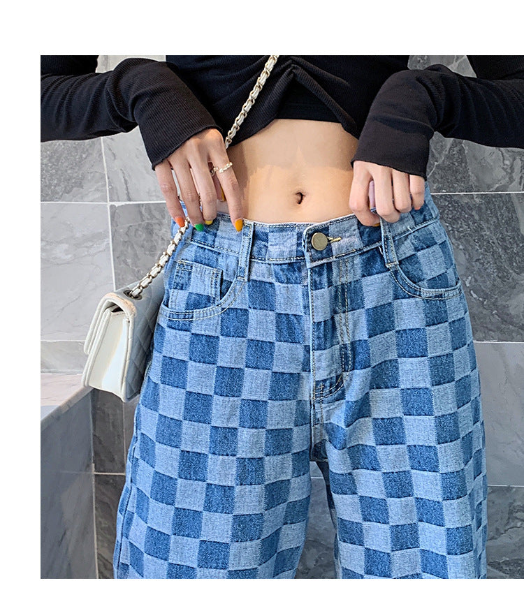 Women's Plaid Jeans.