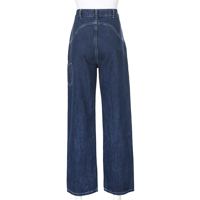 High-Rise Straight-Leg Loose Jeans.