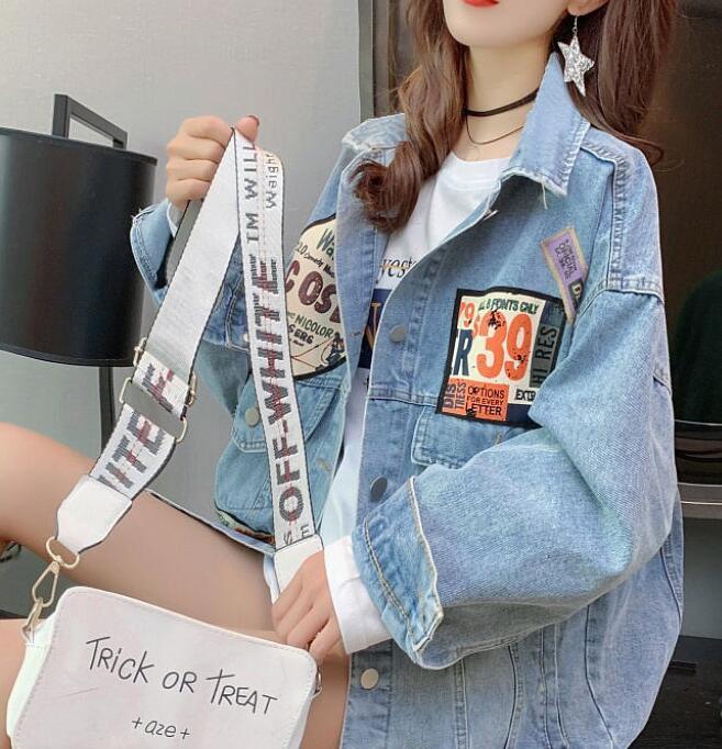 Fashion Women's Patch Badge Denim Jacket