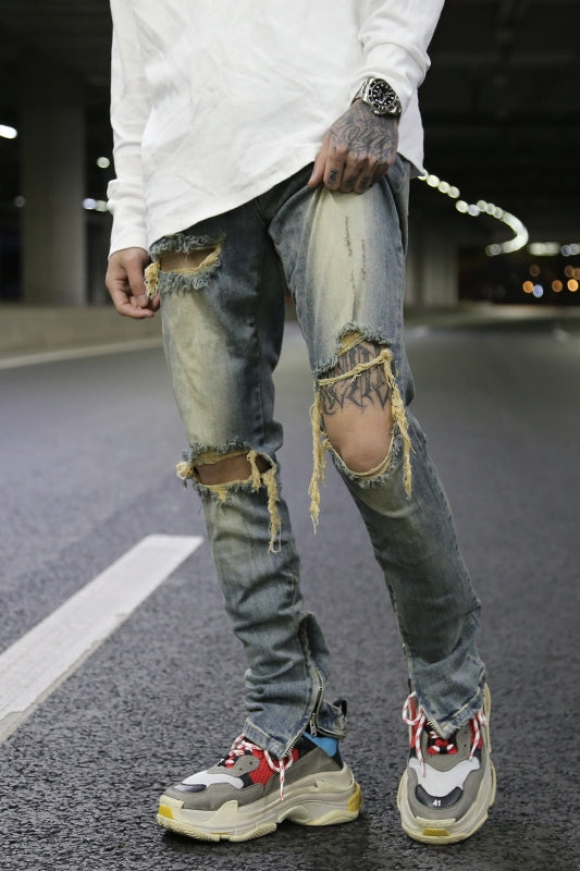 Men’s Rip Knee Jeans. Cotton,Denim,Jeans,Patch,ripped