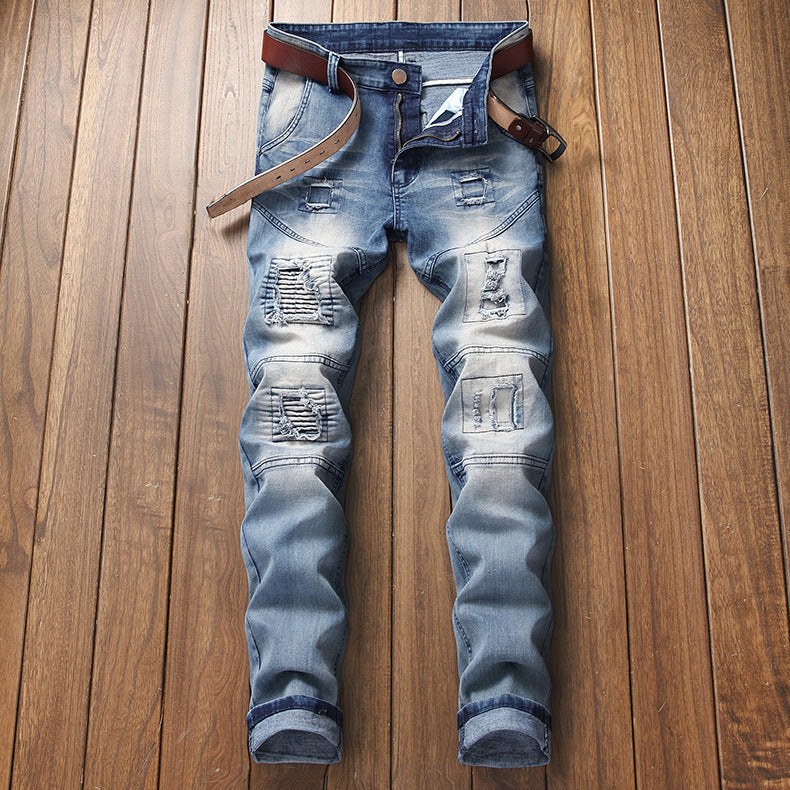 Men's Patch and Fade Jeans. Cotton,Denim,Faded,Jeans,Patch