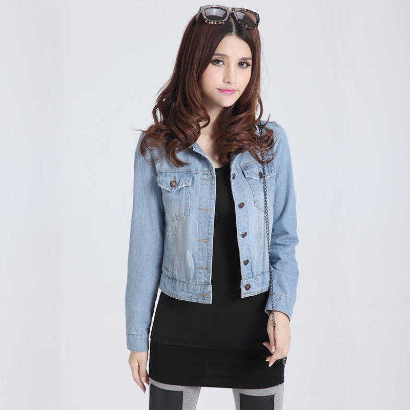 Fashion Slim Fit Short Ladies Denim Jacket. Cotton,Denim,Jacket