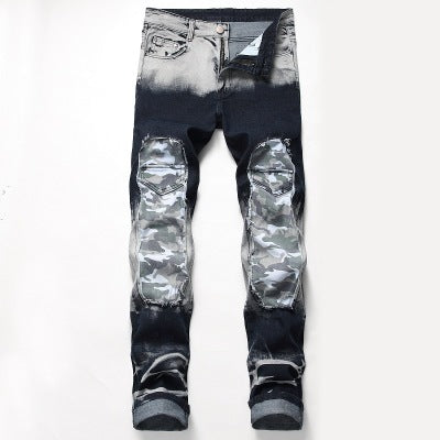 Men's Jeans - Bleach Fade And Patch. Denim,Faded,Jeans,Patch