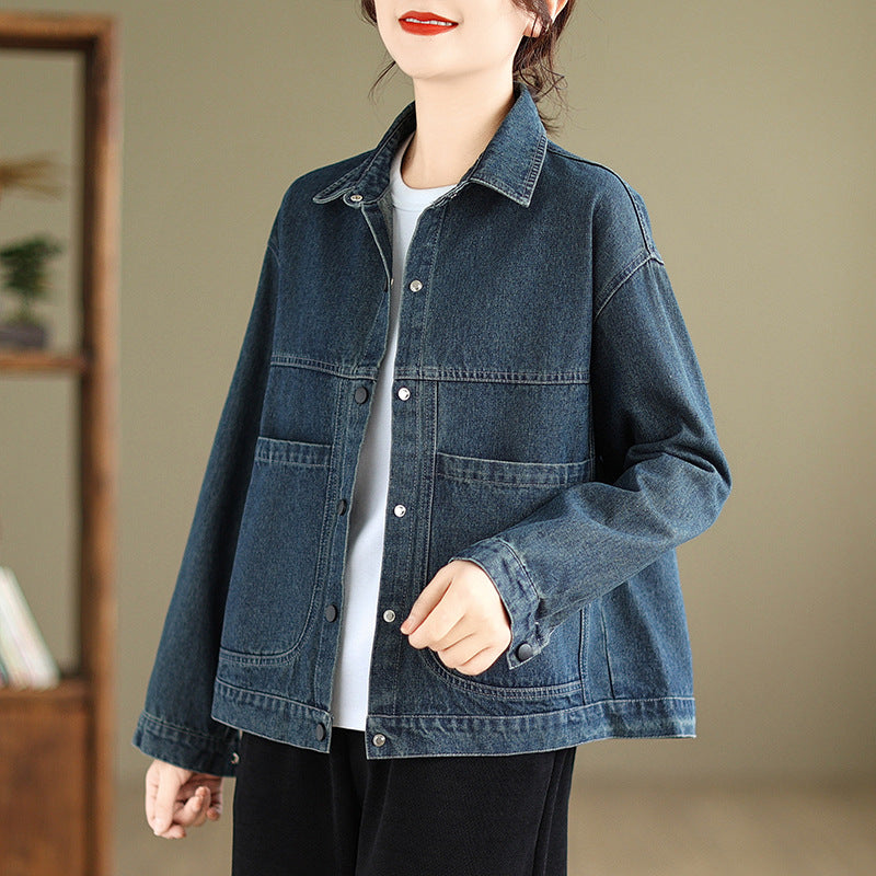 Women's Autumn Vintage Denim Jacket. Cotton,Denim,Jacket