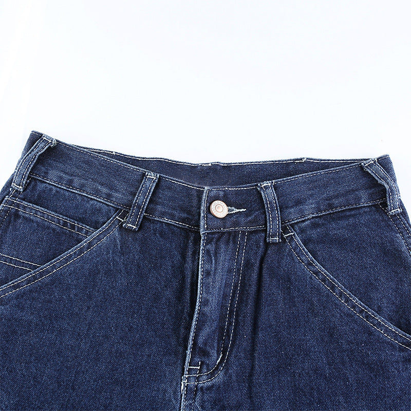 High-Rise Straight-Leg Loose Jeans.