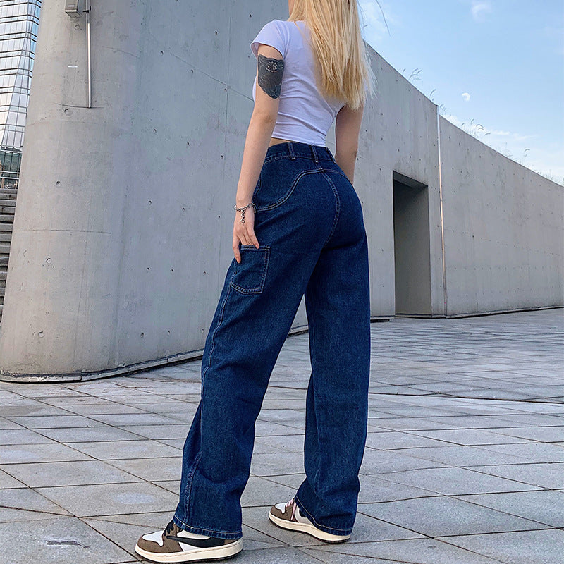 High-Rise Straight-Leg Loose Jeans.