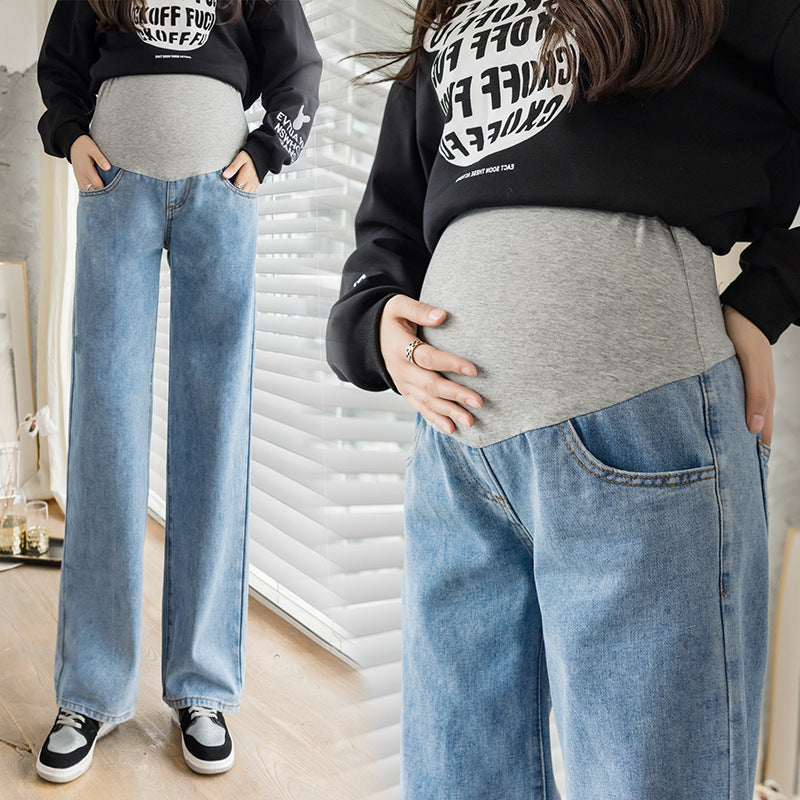 Ladies Maternity Jeans Spring Autumn Loose Casual.