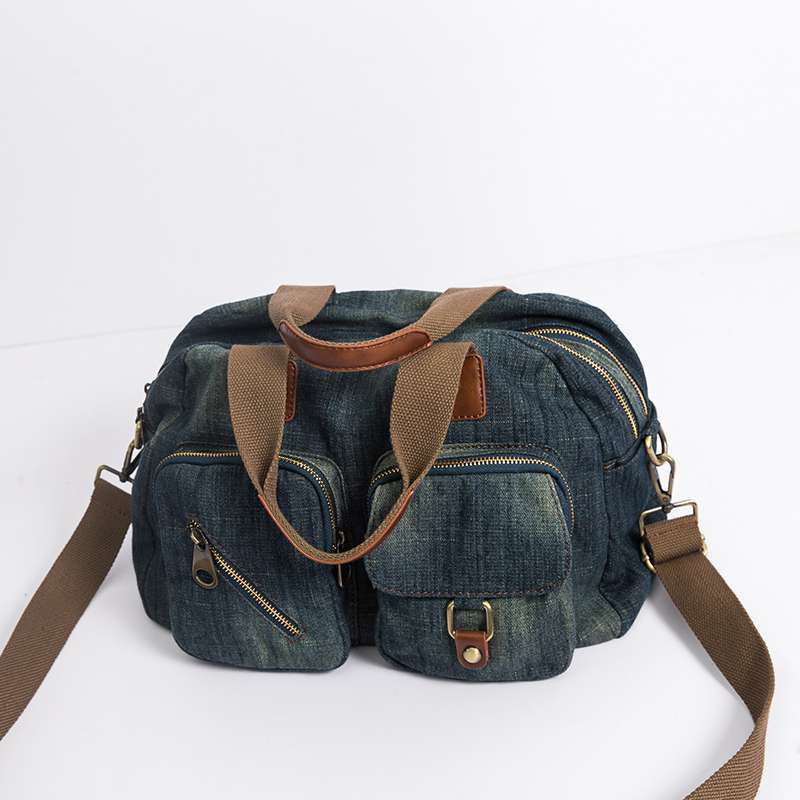 Denim Zip Bag. Bag,Cotton,Denim