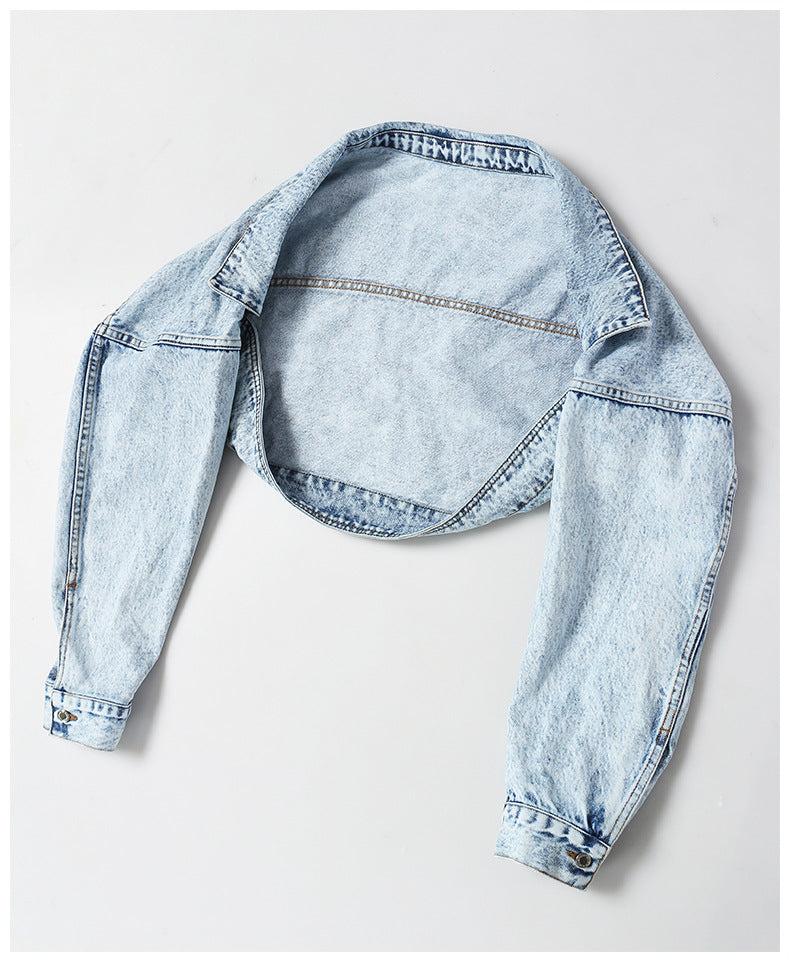 Motorcycle Jacket Short Denim Jacket Top. Cotton,Denim,Jacket