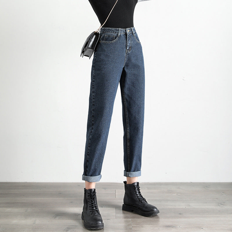 Loose Harem High Waist Jeans - Straight Retro.