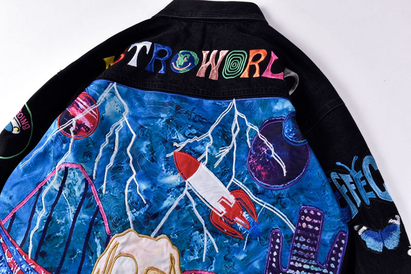 Embroidered Design Denim Jacket.