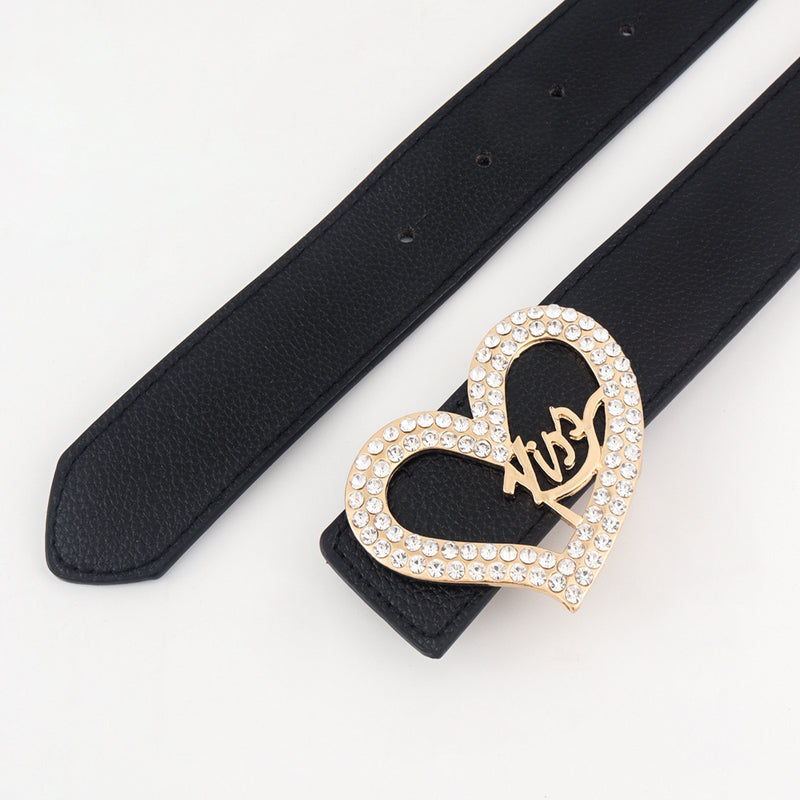 Ladies Love Inset Rhinestone Fashion Belt. Belt,Hearts,Rhinestone