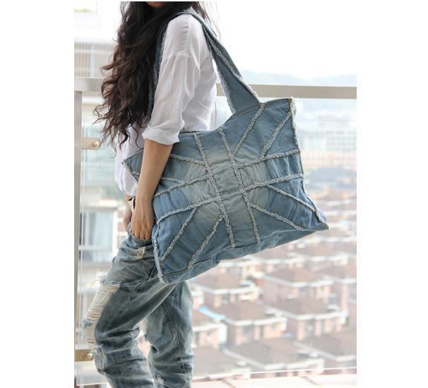 Denim 'Washed Rice' Bag. Bag,Cotton,Denim