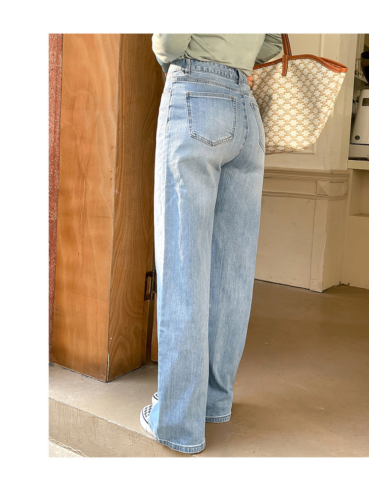 Ladies Loose Slim Straight Wide Leg Jeans.