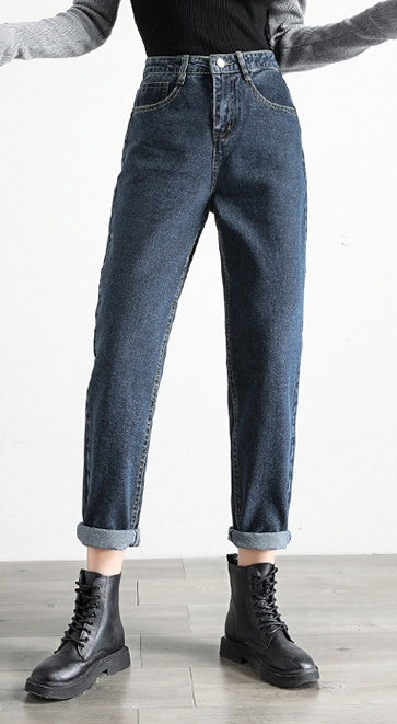 Loose Harem High Waist Jeans - Straight Retro.