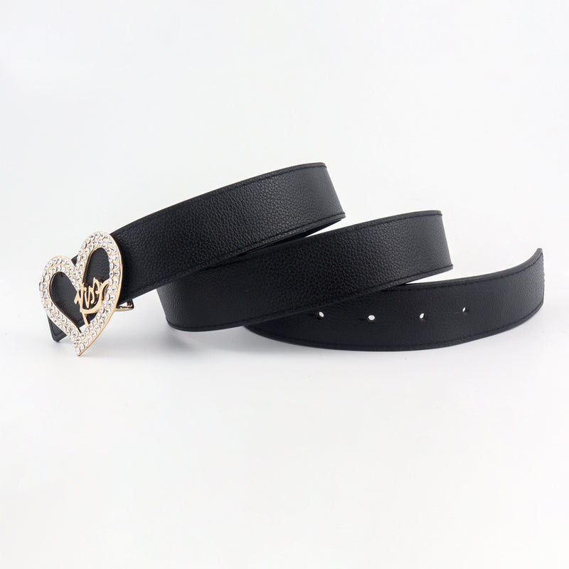 Ladies Love Inset Rhinestone Fashion Belt. Belt,Hearts,Rhinestone