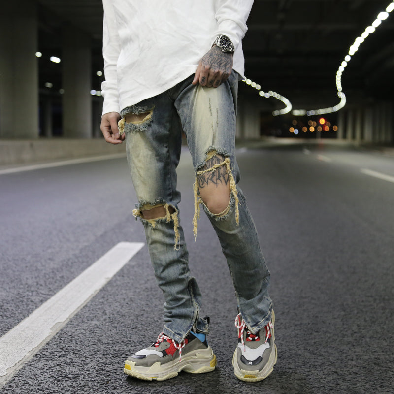 Men’s Rip Knee Jeans. Cotton,Denim,Jeans,Patch,ripped