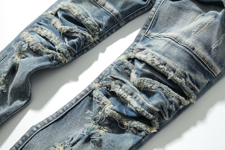 Shredded jeans. Denim,Distressed,Jeans,Slim