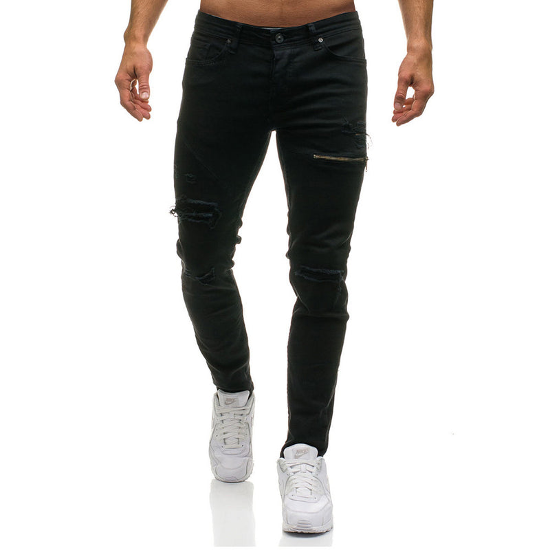 Zipper Autumn And Winter Men's Casual Ripped Jeans. Cotton,Denim,men jeans,ripped