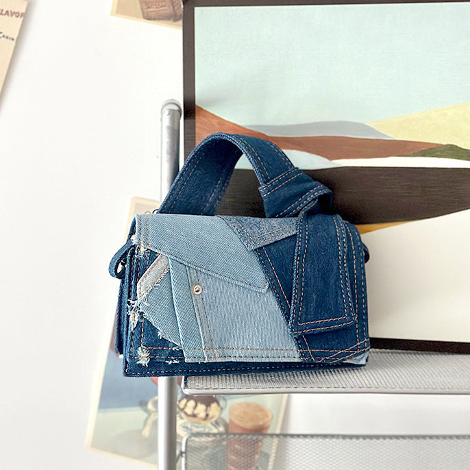 Denim Stitching Crossbody Bag Girls. Bag,Cotton,Denim