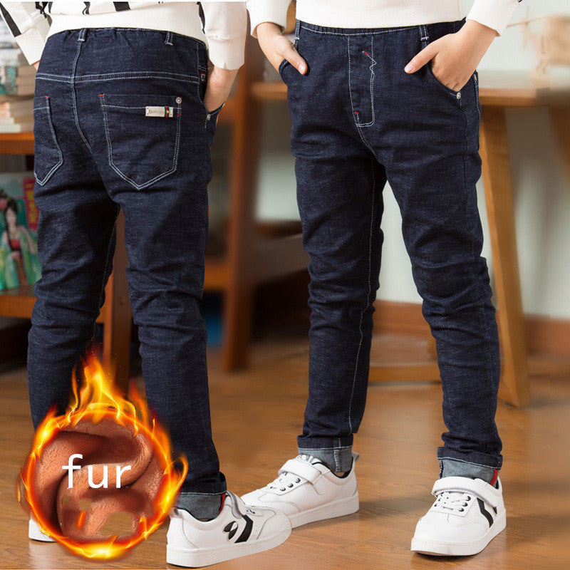 Boy's Fleece Lined Jeans. Boy's,Cotton,Dark,Denim,Fleece,Jeans,Lined