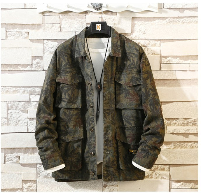 New Men's Camouflage Denim Jacket Autumn Brand Clothing.