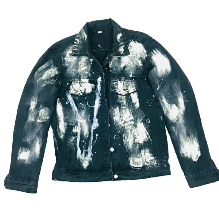 Denim Jacket Female Black Graffiti. Cotton,Denim,Jacket
