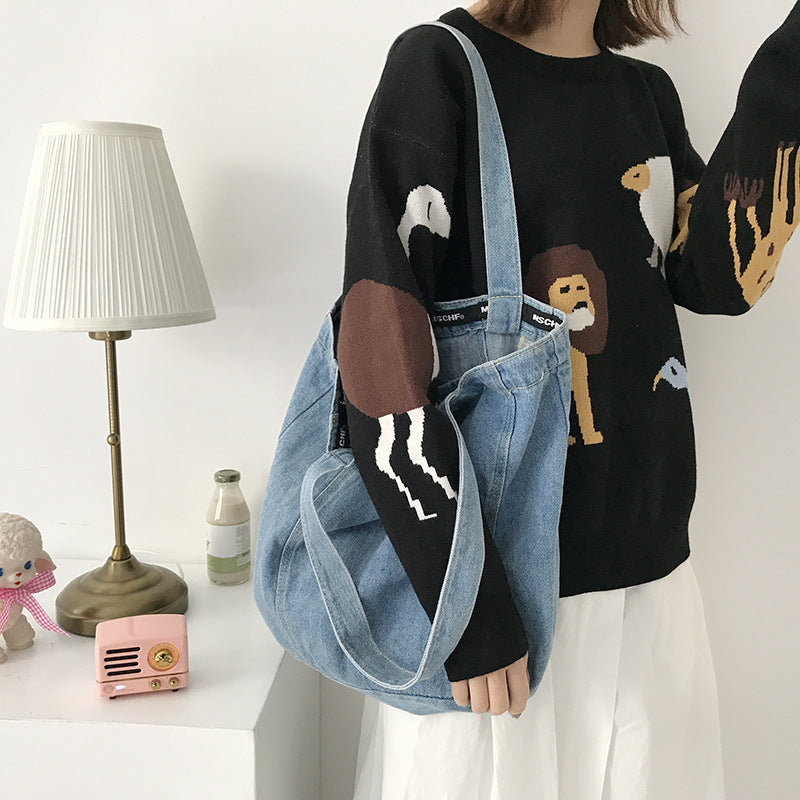 Denim Shoulder Carry Bag. Bag,Cotton,Denim