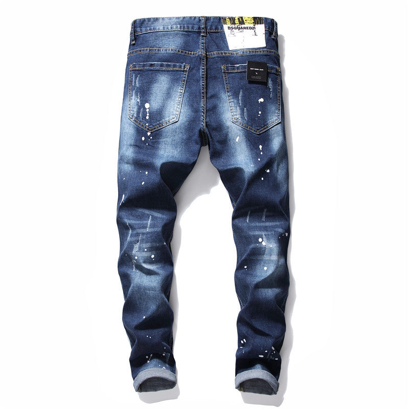 Men's Slim Fit Graffiti Jeans. Denim,Jeans,Paint,Slim