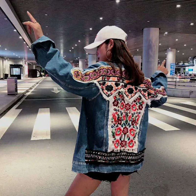 Embroidered denim jacket