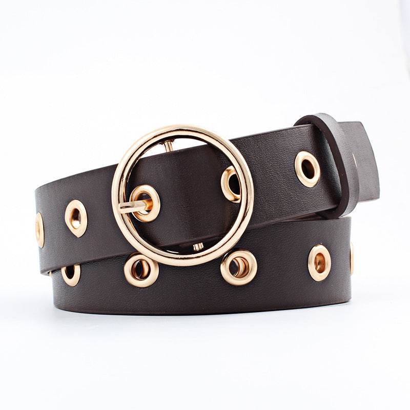 Ladies Round Buckle Wide Belt. Belt,Buckle,Wide