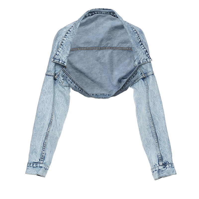 Motorcycle Jacket Short Denim Jacket Top. Cotton,Denim,Jacket