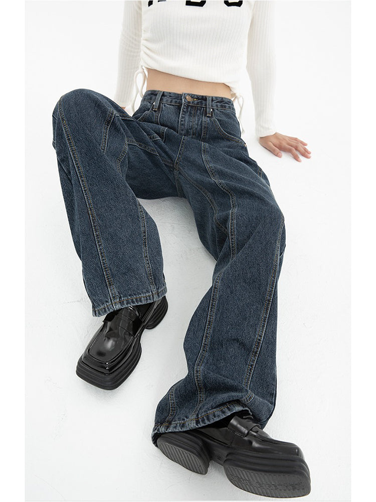 Dark Blue Jeans For Women Loose Drape. Jeans