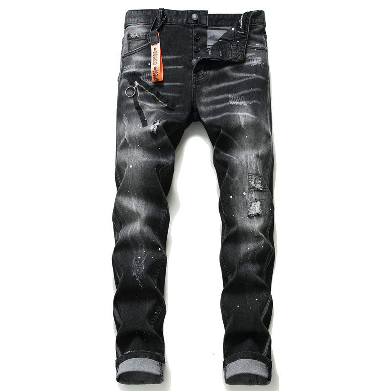 Men's Slim Fit Graffiti Jeans. Denim,Jeans,Paint,Slim