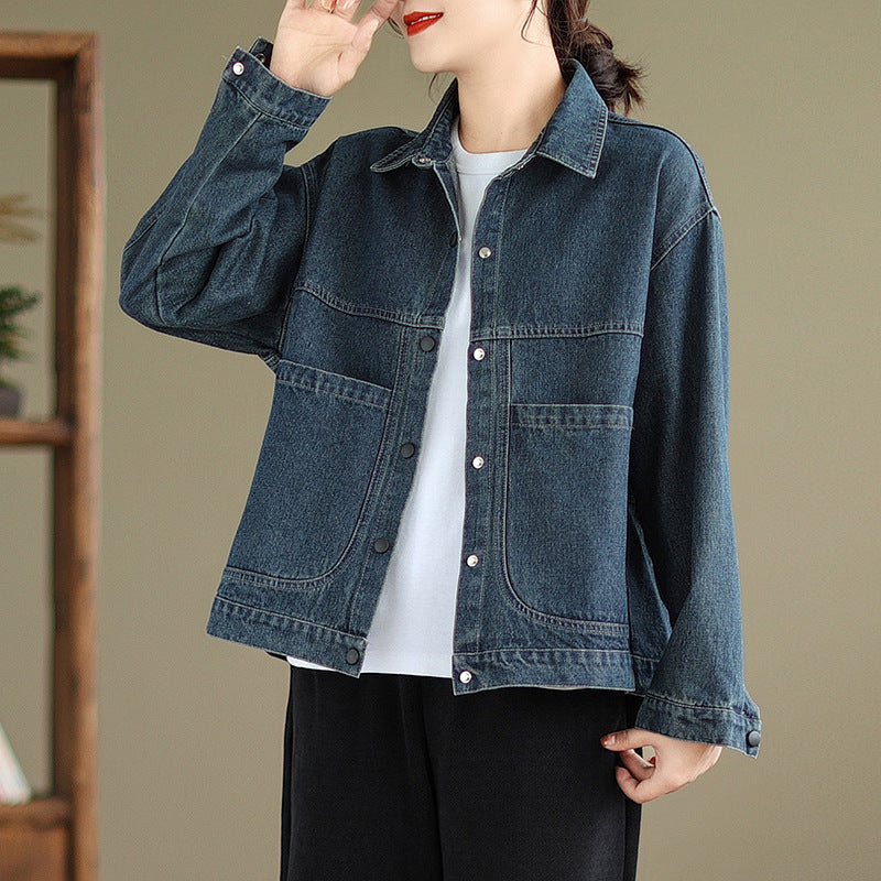 Women's Autumn Vintage Denim Jacket. Cotton,Denim,Jacket