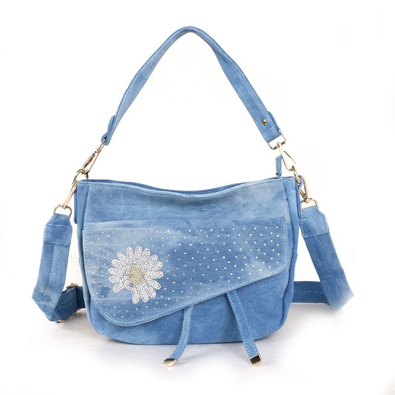 Fashion Denim Owl Shoulder Bag. Bag,Cotton,Denim